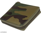Faux leather men's wallet, solid pattern, 2 compartments, 5 card slots, coin pocket, zip lock, India-origin