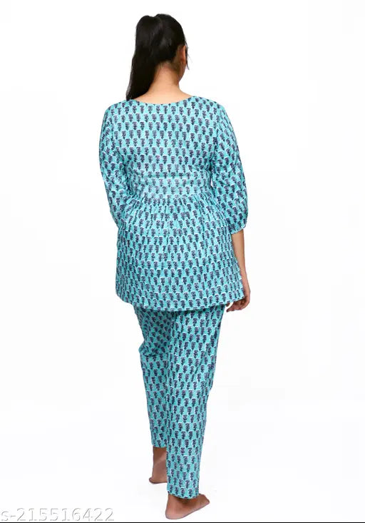 Modern women nightsuits, printed cotton set for comfortable sleepwear