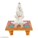 Marble & polyresin Sai Baba Idol with marble chowki, exudes elegance for spiritual decor