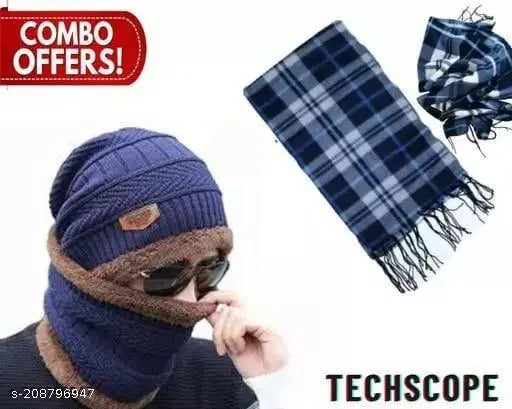 Cotton balaclava cap with muffler combo pack, warm and cozy winter wear from India