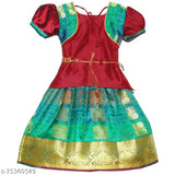 Indian kids' floral lehenga-choli with embroidered dupatta (16in-30in waist sizes), cotton silk & art silk
