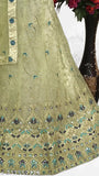 Green net embroidered Lehenga Choli Set with dupatta, free size, Indian-origin women's traditional attire for festivals