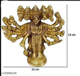 Brass Panchmukhi Hanuman God Idol, intricate Indian brass sculpture of five-faced Hanuman, religious art for home decor