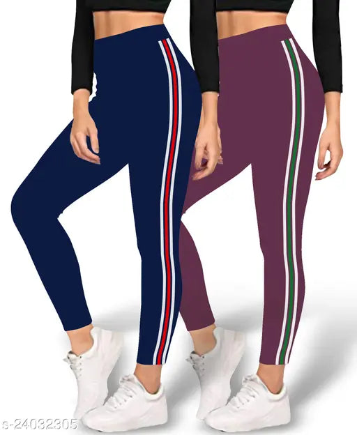 Designer cotton blend solid jeggings for women, free size with waist 28in, length 37in, hip 27in. Made in India