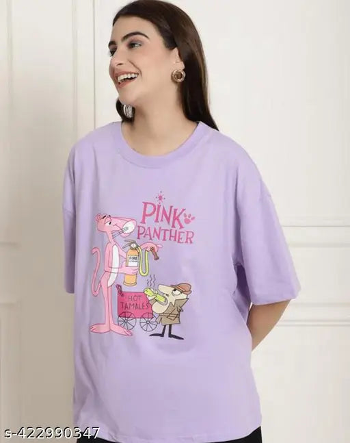 Fancy glamorous women's graphic printed cotton oversize t-shirt for girls, short sleeves, printed design on a cotton blend