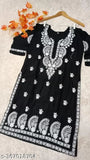 Rayon Chikankari Only Kurti, dyed/washed Indian ethnic wear for women, short sleeves, M-6XL sizes