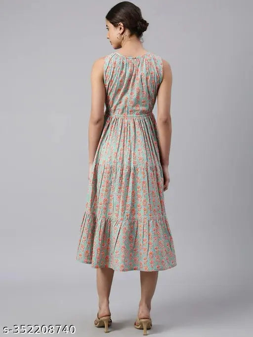 Sleeveless printed cotton kurti for women in popular Indian style, S-XXXL