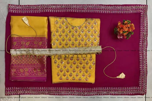 Sleeveless, embroidered Litchi Silk half saree for girls, Indian traditional kids' wear with matching net dupatta and belt