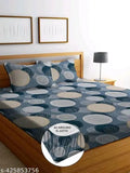Soft cotton, geometric-patterned, double elastic fitted bedsheet & 2 pillow covers - ideal for summer, 72x78x7 inches