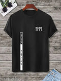 Black 100 Cotton Blend T-Shirt with Dreamer Never Give Up, Believe Print - Motivational casual wear