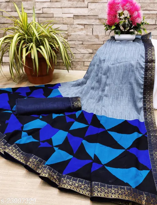 Free Size Georgette saree with printed border, Indian-made daily wear