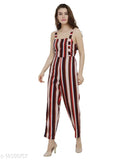 Comfy polyester sleeveless striped net jumpsuit for women, partywear fashion on display stand