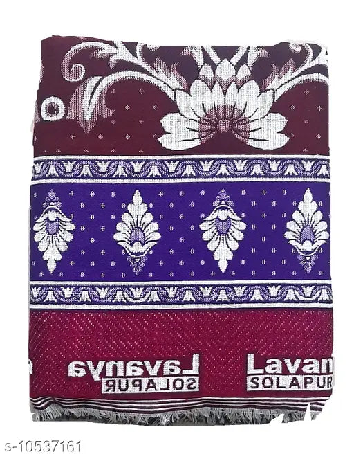 Multicolor cotton-wool blend Solapur blanket, vibrant patterns on a cozy 110 thread count, Indian-made (219x154cm)