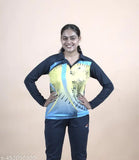 Yellow microfiber full sleeve cricket t-shirt for women, printed design, sports wear, Indian origin