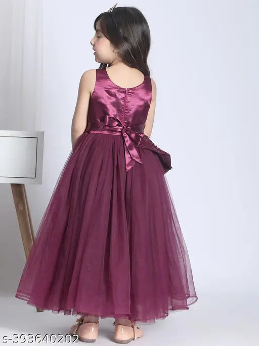 Purple net embellished dress for girls aged 1-2 years, Indian partywear fashion