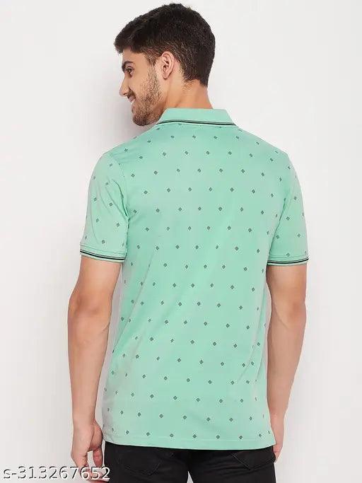Unisex cotton blend half sleeve printed polo t-shirt, blue berry design, men's size L-XXXL