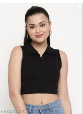 White cotton crop top with solid pattern, perfect for western wear and casual occasions. Comfort fit for partywear, picnic time, ethnic wear, and western wear