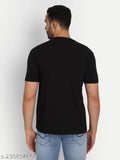 Black cotton blend Zeffit round neck men's t-shirt, printed design on chest, short sleeves, size M (36in x 26in), daily wear, casual outings, gym exercise