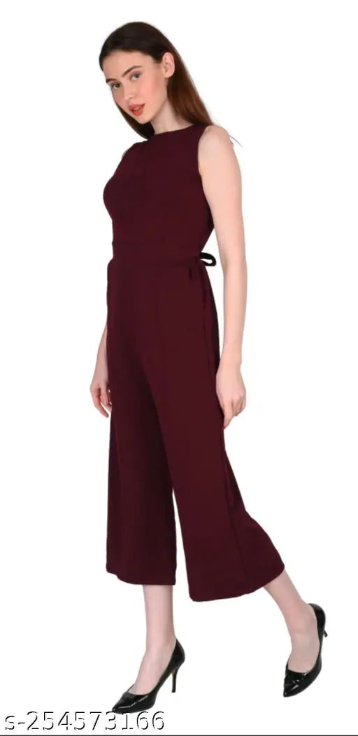 Stylish cotton blend Tiger Style jumpsuit for women and girls, solid net pattern, sleeveless, partywear