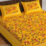 White pure cotton floral flat sheets with 2 pillow covers, ideal for summer adult use, made in India