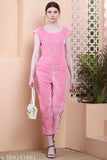 Light pink velvet cap sleeves jumpsuit, solid pattern, Indian-made women's fashion