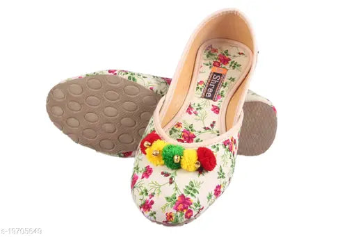 Textured PVC PU sole ballet flat, ethnic Rajasthani Jaipuri design for women's footwear, India-made shoe with textured net pattern