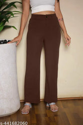 Cotton blend palazzo or straight-fit pants for women, solid net trousers versatile for every occasion