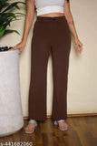 Cotton blend palazzo or straight-fit pants for women, solid net trousers versatile for every occasion