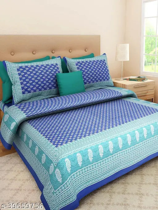 Brighten your double bed with 144 tc cotton ethnic motifs bedsheet and 29 matching pillow covers, 100% cotton made in India
