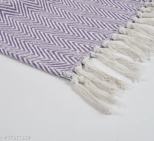 Light Blue HomewayTex 100% Cotton Chevron Throw for indoors/outdoors, suitable as bedspread or sofa cover, reversible, easy to maintain, luxury touch, machine washable