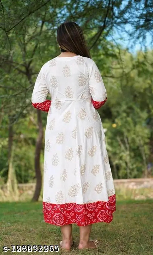Rayon three-quarter sleeve New & Hit Superior printed kurti with single sizes M-XXL, Indian fashion attire on mannequin