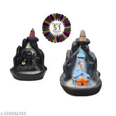 Handcrafted polyresin Kedarnath Temple Incense Holder, features Lord Adi Shankara and includes 51 free smoke cones