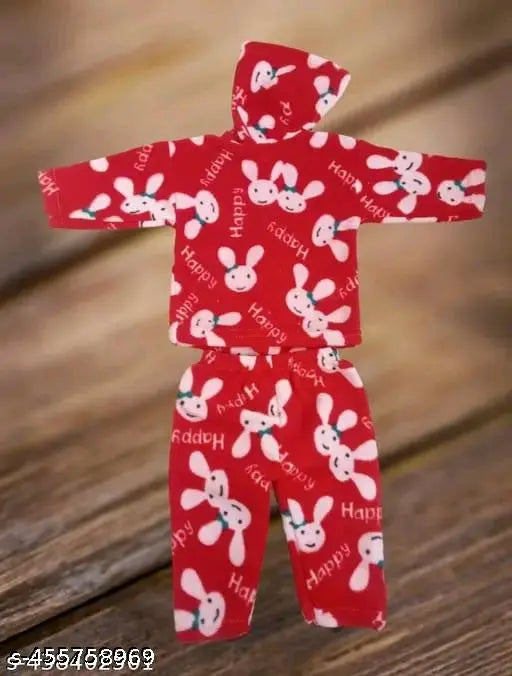 Wool winter hoddy combo set for baby boy and girl, printed pattern, 0-9 months, India