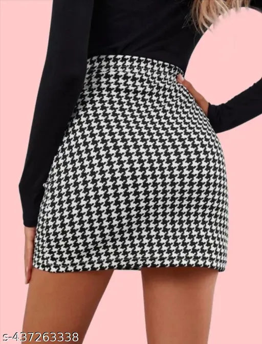 Printed cotton blend skirt for women, premium lycra stretch fabric, available in sizes 26-36 inches