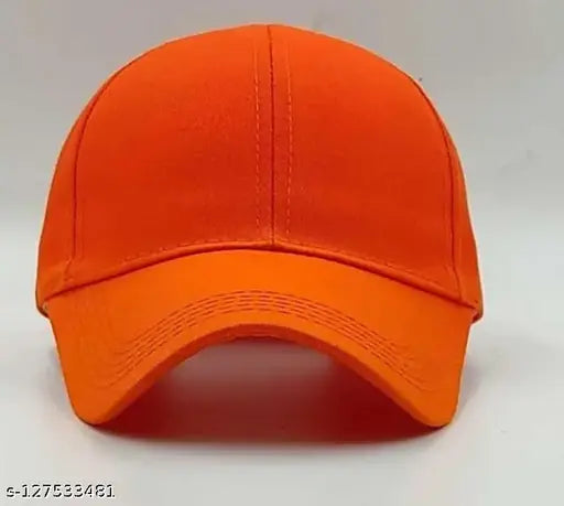 Stylish orange cotton baseball cap, perfect fit for men and women, cool and protects against UV rays - Made in India