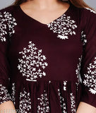 Aurelisa rayon anarakali kurta with printed combo, three-quarter sleeves, S - XXXL sizes, Indian design