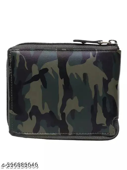 Genuine artificial leather RFID secure large capacity men's wallet, two compartments, solid pattern, free size (11cm x 2cm x 9.5cm), features 6 card slots and coin pocket