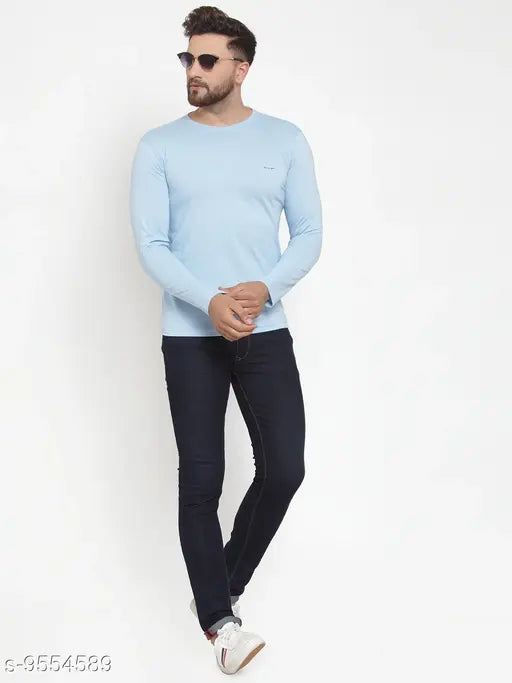 Cotton blend solid UNICOPS full sleeve T-shirt, long sleeves, sizes L & XL, made in India