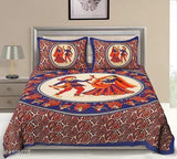 Trendy cotton double bedsheets, 140 thread count, 2 pillow covers included, Queen size from India
