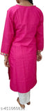 Embroidered woolen straight kurta/pashmina kurti, solid color, three-quarter sleeves. Women's fashion wear from India