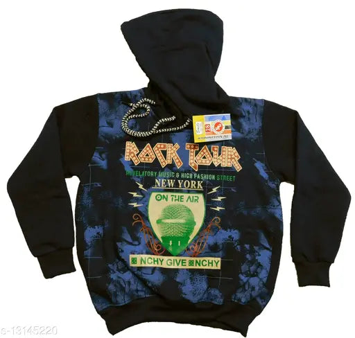 Winter fleece boys hoodie sweatshirt, cotton long sleeves with printed design, 2-3 years size in kids clothing collection