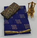 Attractive chiffon saree in free size, single piece with printed zari woven net pattern, origin from India