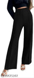 Black Cotton Blend Designer Palazzo Trousers - Solid net, waist sizes 28-36, ideal for women's fashion