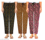 Maxi cotton pyjama set of 3 in attractive multi-color flower print, suitable for L, XL, XXL sizes. Made in India