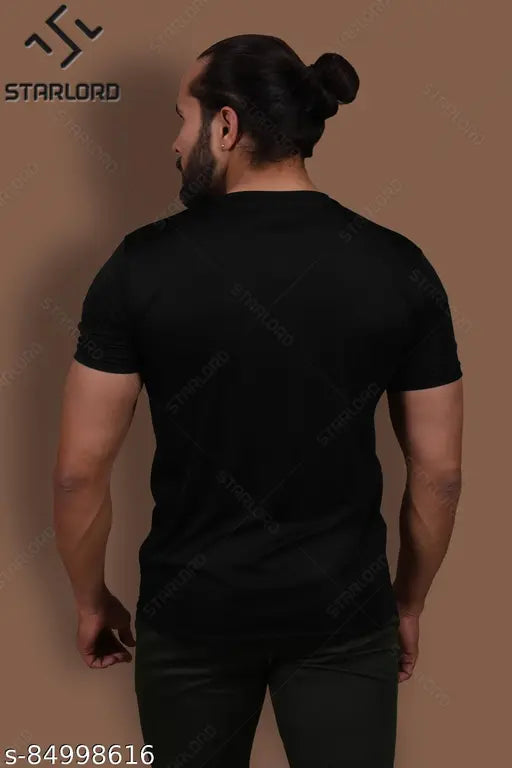 Starlord men's cotton round neck t-shirt, solid pattern, short sleeves, size S (38in chest, 26in length)