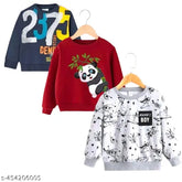 Multicolor boys sweatshirts pack of 3, wool, long sleeves, vibrant printed patterns for kids