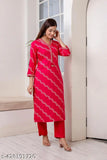 Rayon pink embroidered Leheriya print party kurta set with palazzos, detailed work on three-quarter sleeves