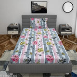 Glace cotton floral abstract fitted single bedsheet with pillow cover, superfine quality, ideal for adult summer use
