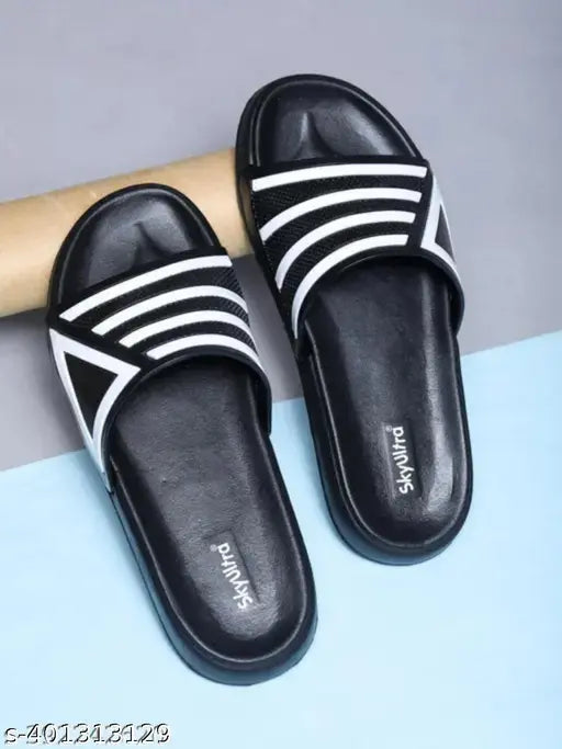 Striped net EVA flip flops for kids, trendy footwear in various sizes (8-12 years)
