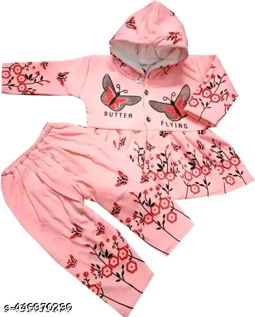 Printed wool winter sweater and pajama set for girls, 0-12 months, Indian origin
